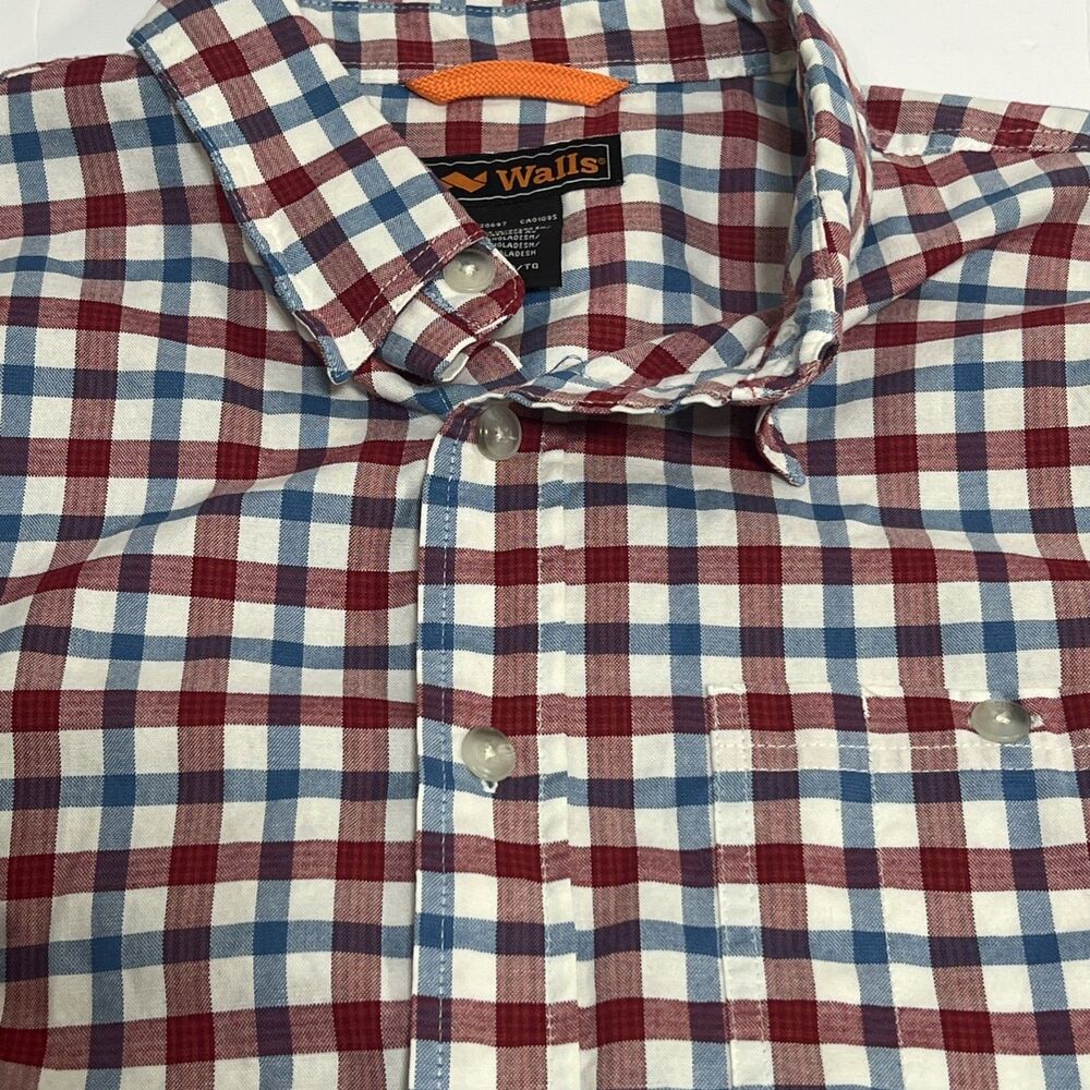 Walls Button Up Men’s Short Sleeve Plaid XL Work Shirt